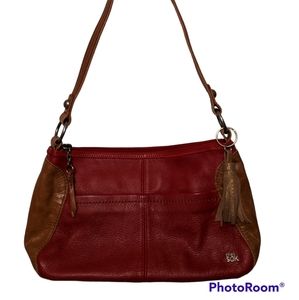 The Sak Y2K Red and Tan Leather Shoulder Bag